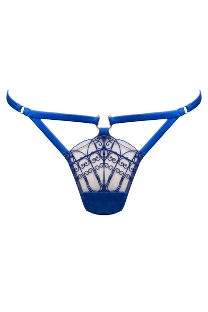 Agent Provocateur Molly Lace-trimmed Silk-blend Satin Thong - Blue