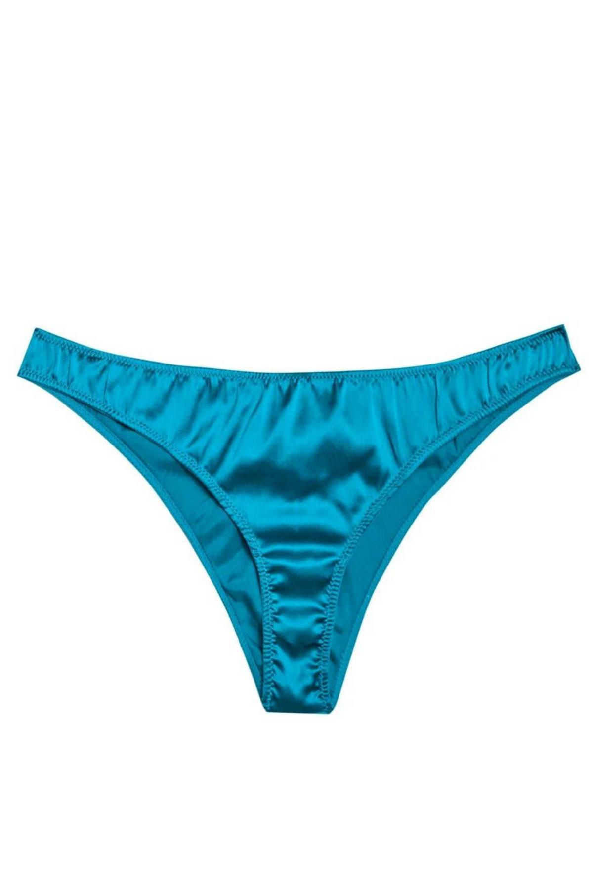 Charmeuse Brazilian briefs with lace Woman, Blue