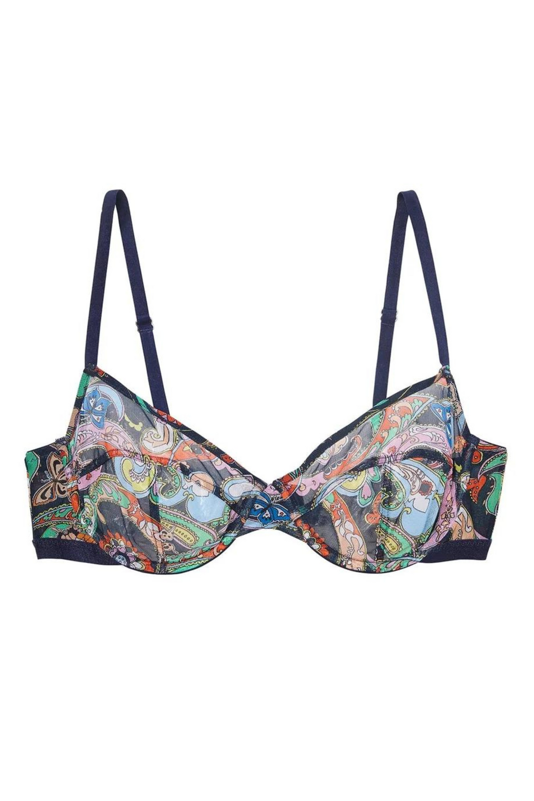 Fleur du Mal Paisley mesh demi bra