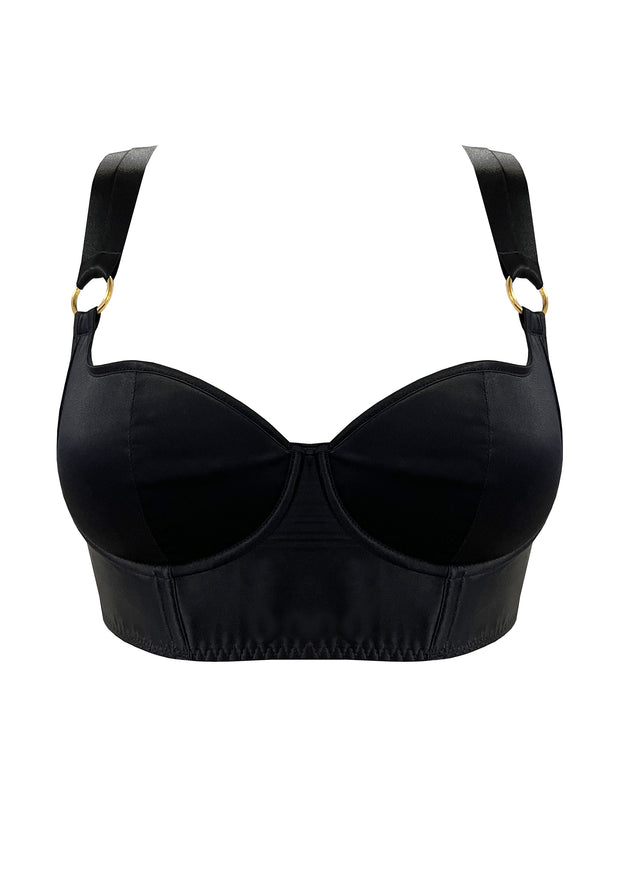 Bordelle Signature Silk Longline Bodice Bra Black