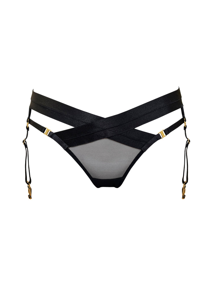 Bordelle Signature Panelled Suspender Brief Black