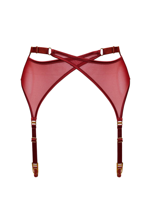 Bordelle Signature Mesh Wrap Suspender Burnt Red