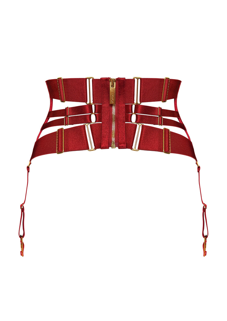 Bordelle Signature Panelled Cincher Burnt Red