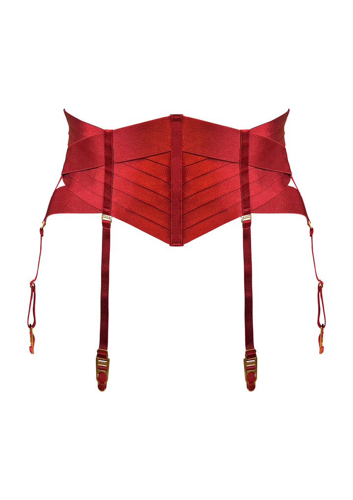 Bordelle Signature Panelled Cincher Burnt Red