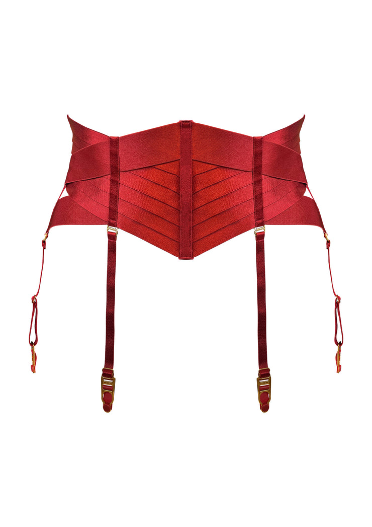 Bordelle Signature Panelled Cincher Burnt Red