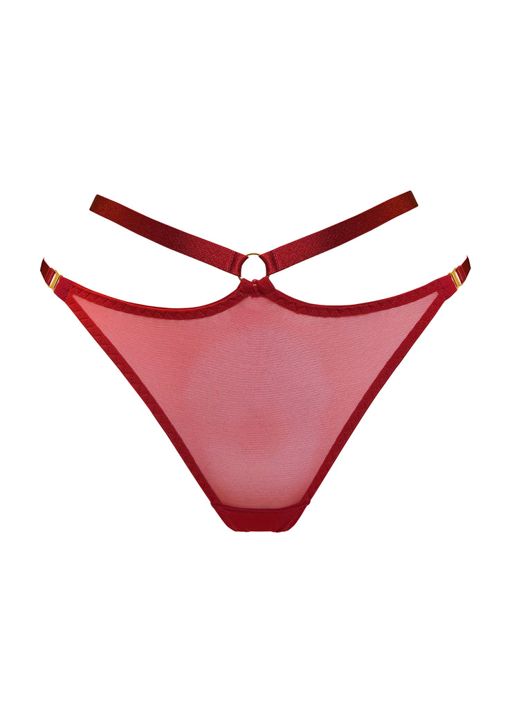 Bordelle Signature Mesh Harness Thong Burnt Red