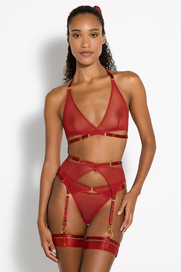 Bordelle Signature Wide Strap Garters Burnt Red