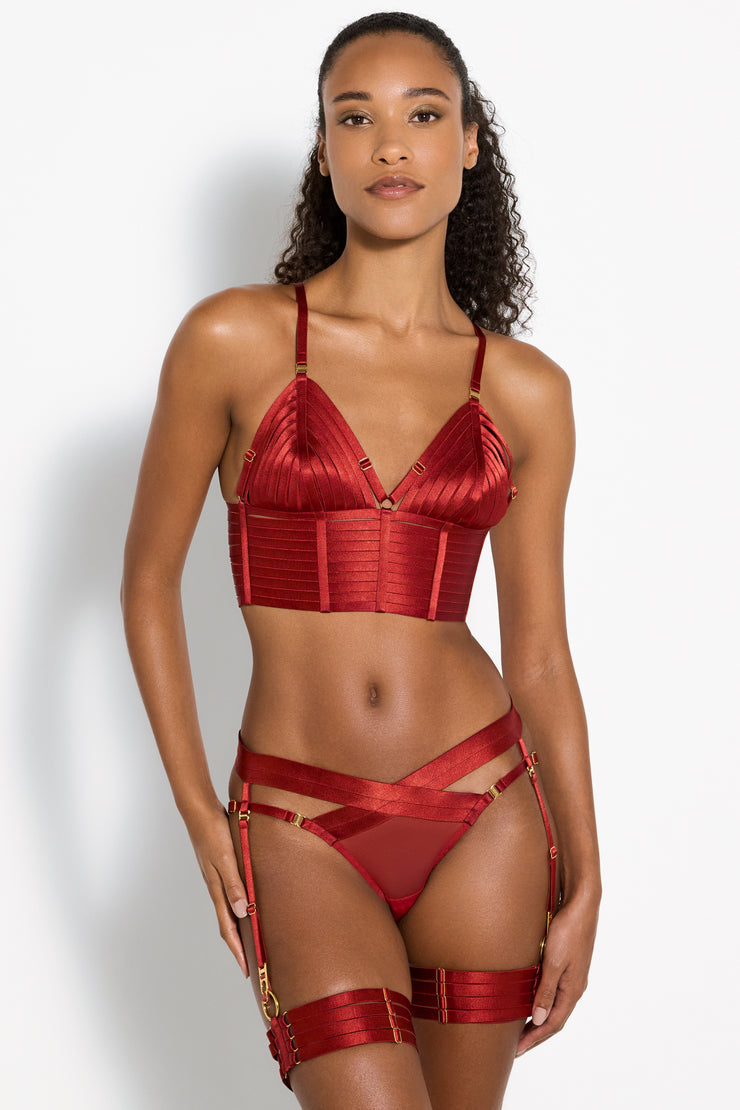 Bordelle Signature Panelled Suspender Brief Burnt Red