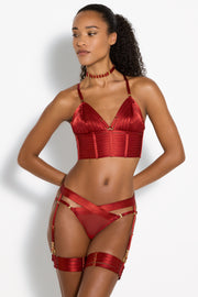 Bordelle Signature Panelled Suspender Brief Burnt Red