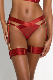 Bordelle Signature Panelled Suspender Brief Burnt Red