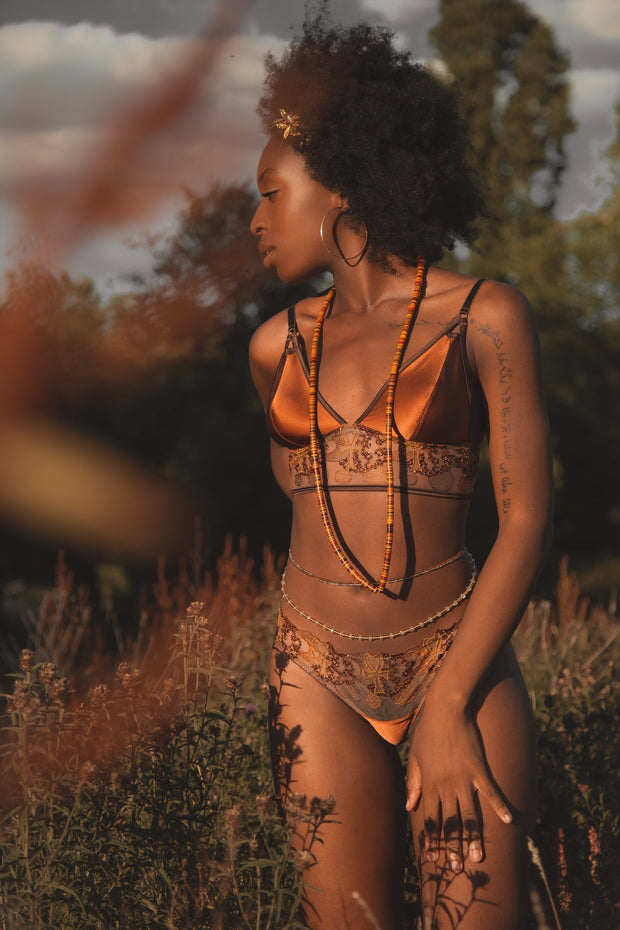 Ihuoma, Mawu Copper Silk brief, Silk Underwear, Black designer